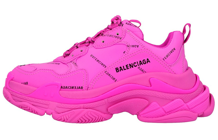 (W) Balenciaga Triple S Sneaker 'All Over Logo - Fuchsia'