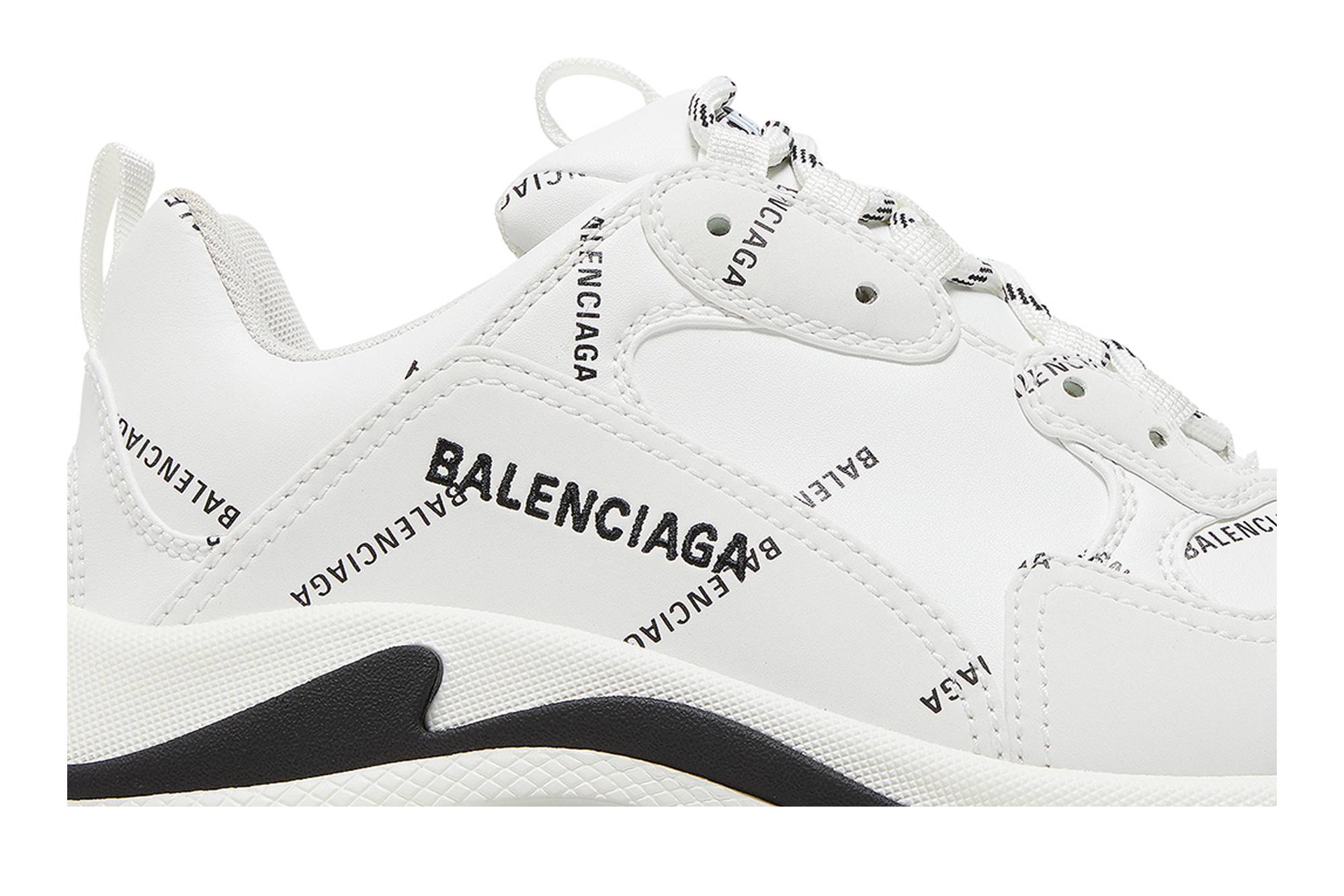 Order 巴黎世家全覆蓋標誌 Triple S 防滑耐磨低幫休閒老爹鞋 女款 白色仿舊款