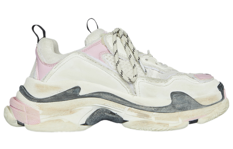 Order 巴黎世家 Triple S Diy 時尚 透氣 低幫 老爹鞋 女款 白粉 做舊版