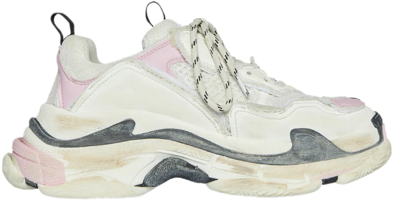 巴黎世家 Triple S Diy 時尚 透氣 低幫 老爹鞋 女款 白粉 做舊版 Order 巴黎世家 Triple S Diy 時尚 透氣 低幫 老爹鞋 女款 白粉 做舊版