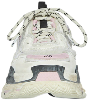 巴黎世家 Triple S Diy 時尚 透氣 低幫 老爹鞋 女款 白粉 做舊版 Lookbook 巴黎世家 Triple S Diy 時尚 透氣 低幫 老爹鞋 女款 白粉 做舊版