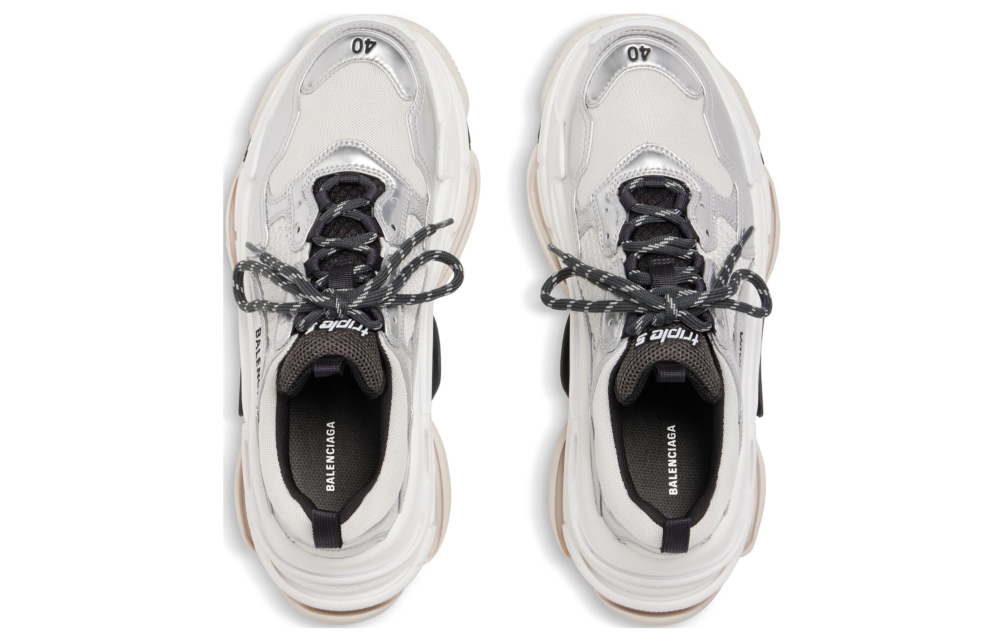 Order (W) Balenciaga Triple S Zapatillas 'Negro Blanco Plateado Doble Espuma y Malla' 524039W2FWM8191