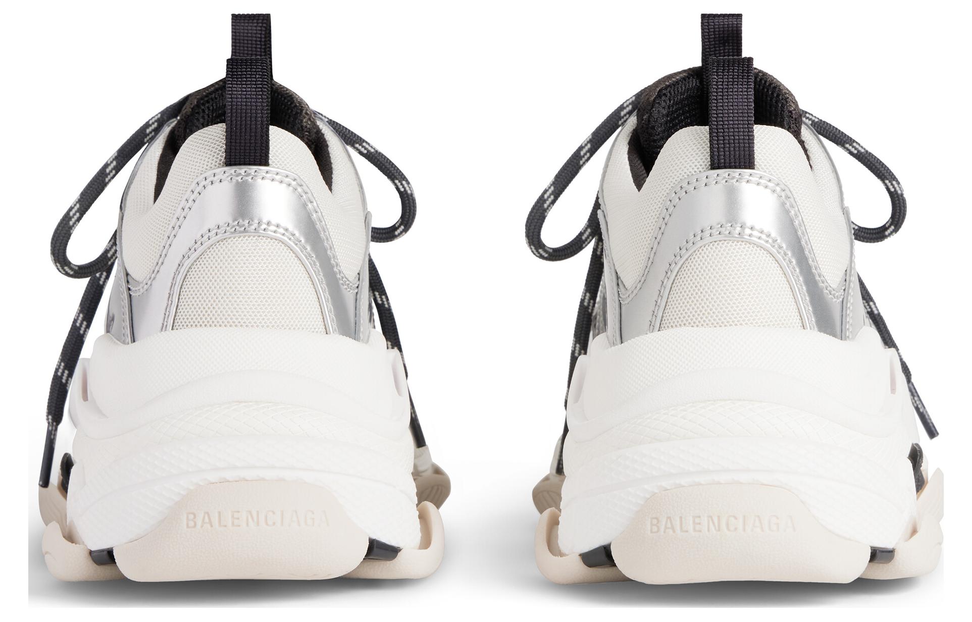 Lookbook (W) Balenciaga Triple S Zapatillas 'Negro Blanco Plateado Doble Espuma y Malla' 524039W2FWM8191