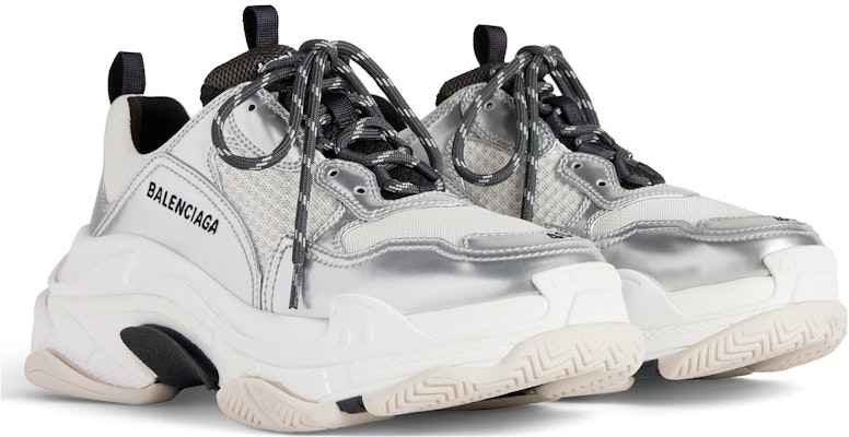 (W) Balenciaga Triple S Zapatillas 'Negro Blanco Plateado Doble Espuma y Malla' 524039W2FWM8191 Shop (W) Balenciaga Triple S Zapatillas 'Negro Blanco Plateado Doble Espuma y Malla' 524039W2FWM8191