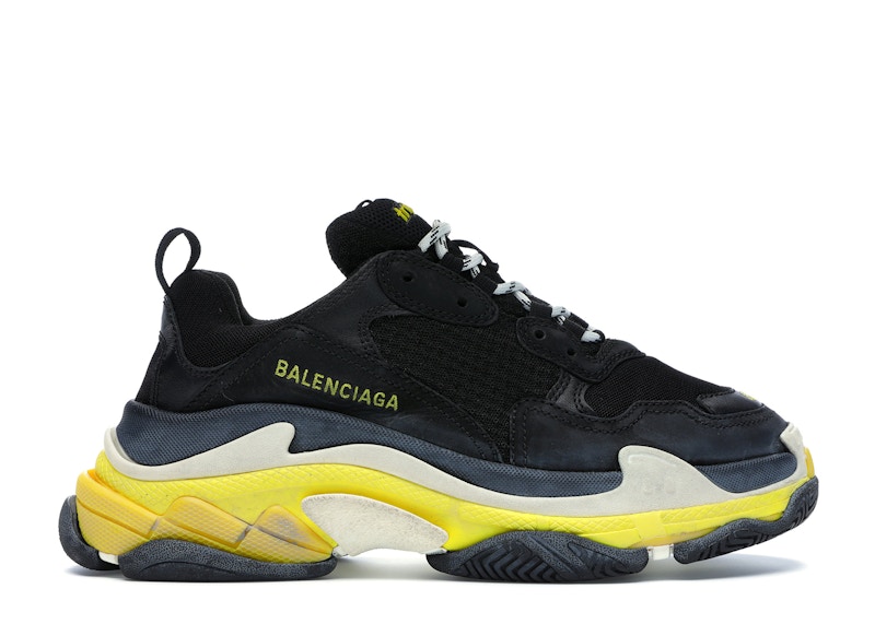 (W) Balenciaga Triple S White Vamp 'Black Yellow'