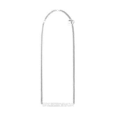 (Women) Balenciaga Typo Turn Aged Silver Brass Necklace (). 674575TZ99I0911