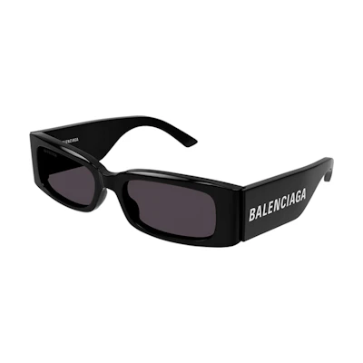 (Women) Balenciaga Unisex Square Black Sunglasses with Side Letter Design for Women. BB0260S-001