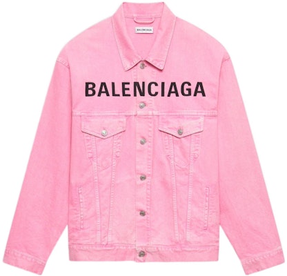 (W) Balenciaga Jaket Denim Pink Valentine''s dengan Cetakan Logo Depan. 594386TEW378000 Order (W) Balenciaga Jaket Denim Pink Valentine''s dengan Cetakan Logo Depan. 594386TEW378000