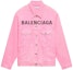 Order (W) Balenciaga Jaket Denim Pink Valentine''s dengan Cetakan Logo Depan. 594386TEW378000