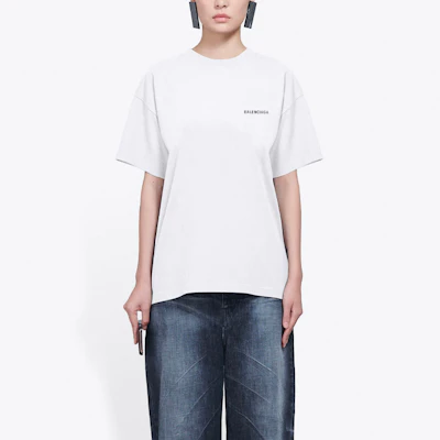 (Women) Balenciaga Vintage Logo Print Oversized Women’s White T-Shirt 612965TIVG59040 Purchase (Women) Balenciaga Vintage Logo Print Oversized Women’s White T-Shirt 612965TIVG59040