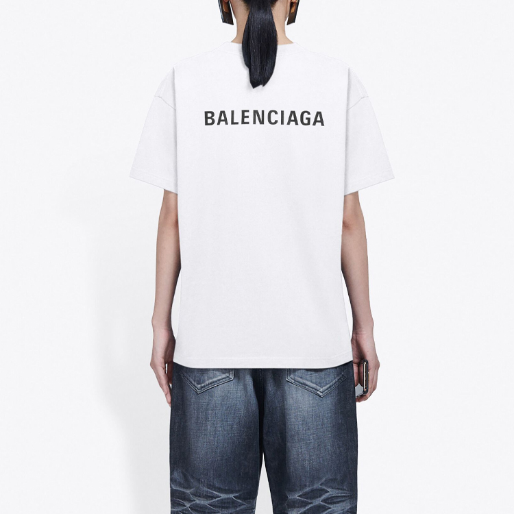 (Women) Balenciaga Vintage Logo Print Oversized Women’s White T-Shirt 612965TIVG59040 圖 6