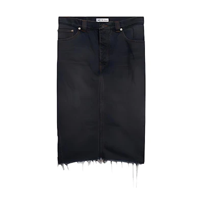 (Women) Balenciaga Washed A-Line Denim Skirt Blue 675235TJW579373