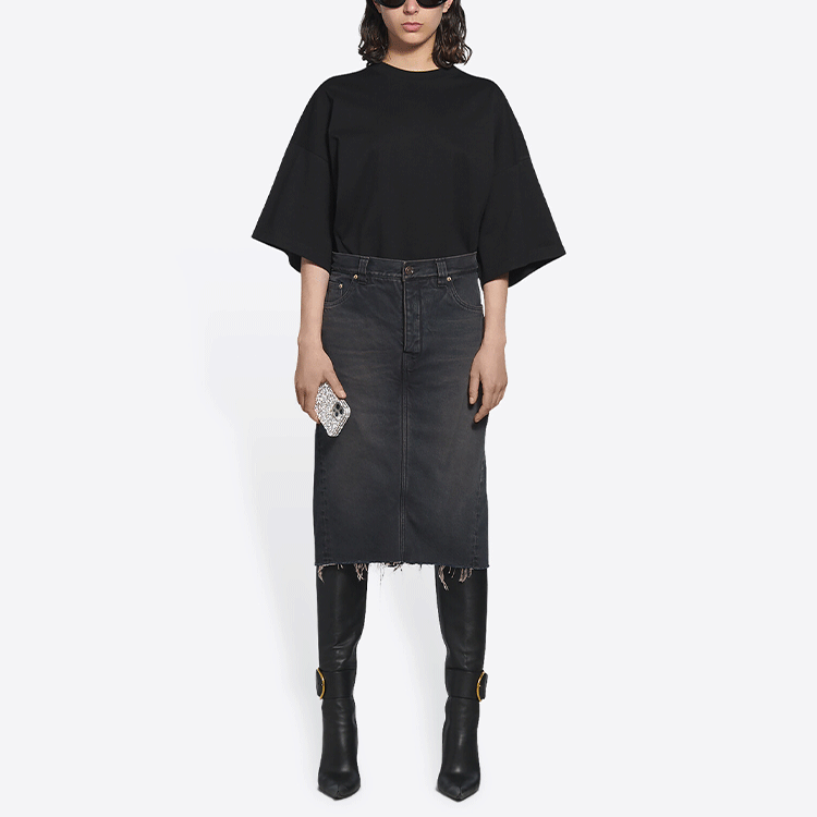 Shop (W) 발렌시아가 워싱 A라인 데님 스커트 블루 675235TJW579373