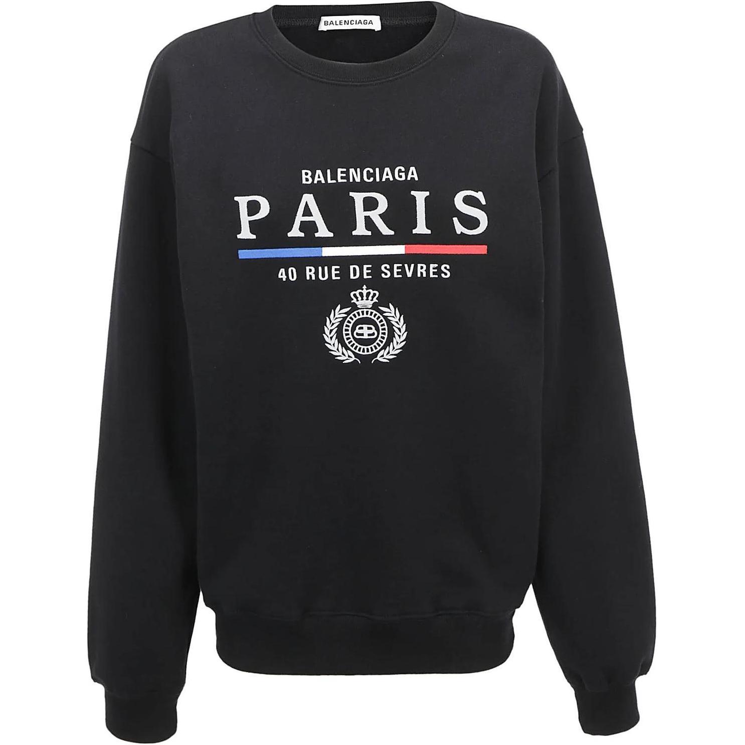 (Women) Balenciaga Wheat Crown Logo Pullover Sweatshirt  Black. 578132TGV681000