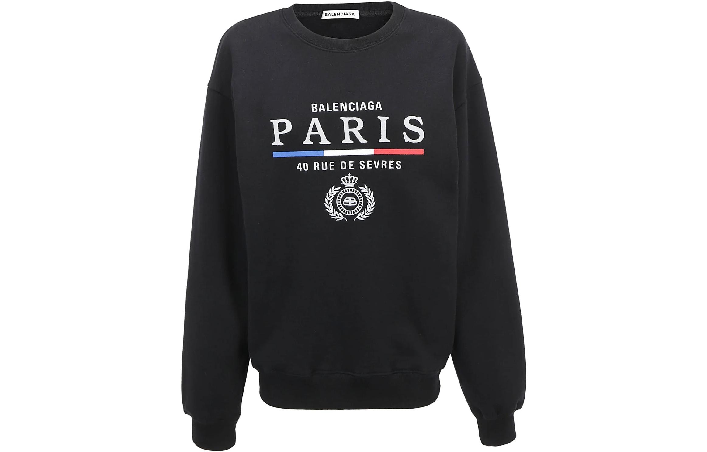 Order (W) Balenciaga Wheat Crown Logo Pullover Sweatshirt Hitam. 578132TGV681000