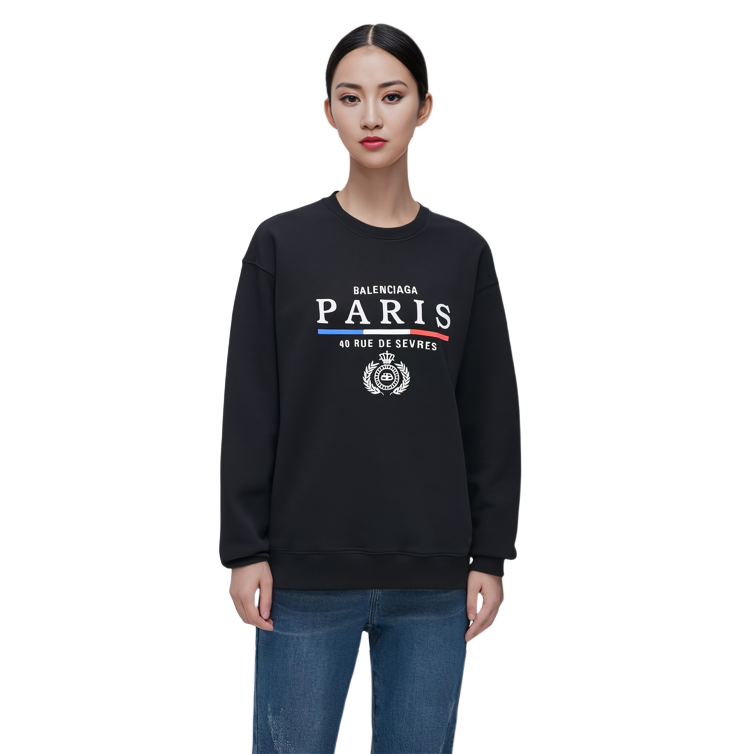 Shop (W) Balenciaga Wheat Crown Logo Pullover Sweatshirt Hitam. 578132TGV681000