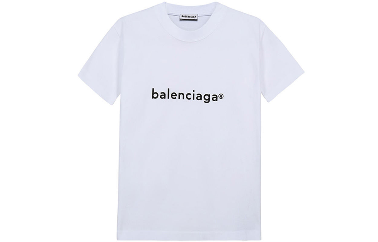 (Women) Balenciaga White Cotton Crew Neck Regular T-Shirt 612964TIV549040