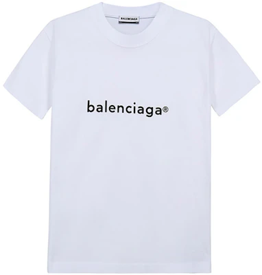 (W) Balenciaga Baju-T Leher Bulat Kapas Putih Regular. 612964TIV549040 Order (W) Balenciaga Baju-T Leher Bulat Kapas Putih Regular. 612964TIV549040
