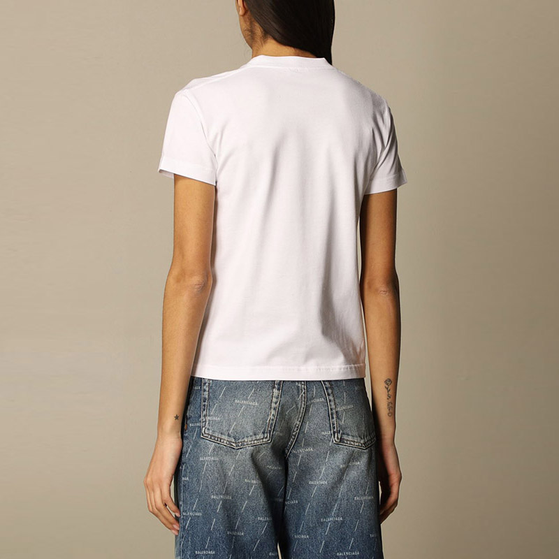 Purchase (W) バレンシアガ ホワイト コットン クルーネック レギュラー Tシャツ 612964TIV549040