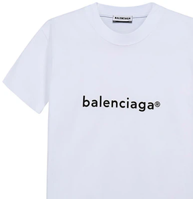 (W) Balenciaga Baju-T Leher Bulat Kapas Putih Regular. 612964TIV549040 Details for (W) Balenciaga Baju-T Leher Bulat Kapas Putih Regular. 612964TIV549040