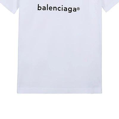 (W) Balenciaga Baju-T Leher Bulat Kapas Putih Regular. 612964TIV549040 Sizing (W) Balenciaga Baju-T Leher Bulat Kapas Putih Regular. 612964TIV549040