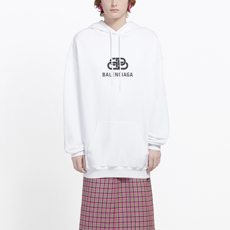 (Women) Balenciaga White Drawstring Pullover Hoodie 570792TEV199044 圖 3