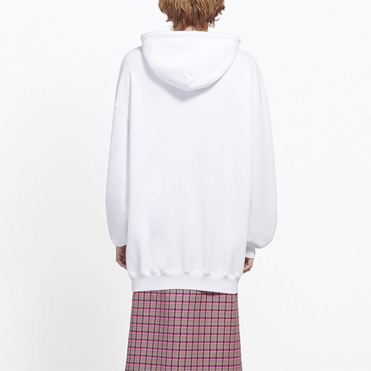 (Women) Balenciaga White Drawstring Pullover Hoodie 570792TEV199044 圖 4