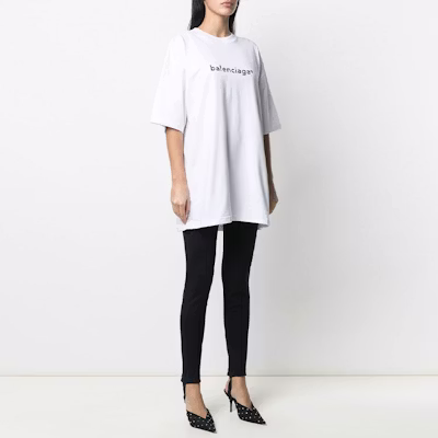 (W) Balenciaga Kaos Putih Cetak Huruf SS21 641655TIV549040 Details for (W) Balenciaga Kaos Putih Cetak Huruf SS21 641655TIV549040