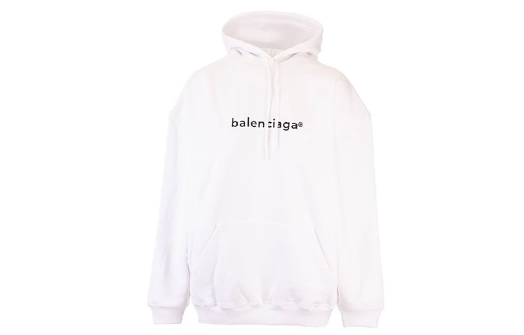 (Women) Balenciaga White Logo Drop Shoulder Hoodie 578135TIV559040