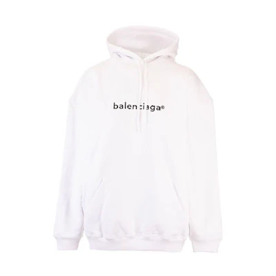 (Women) Balenciaga White Logo Drop Shoulder Hoodie 578135TIV559040