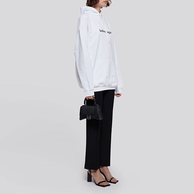 (Women) Balenciaga White Logo Drop Shoulder Hoodie 578135TIV559040 圖 4