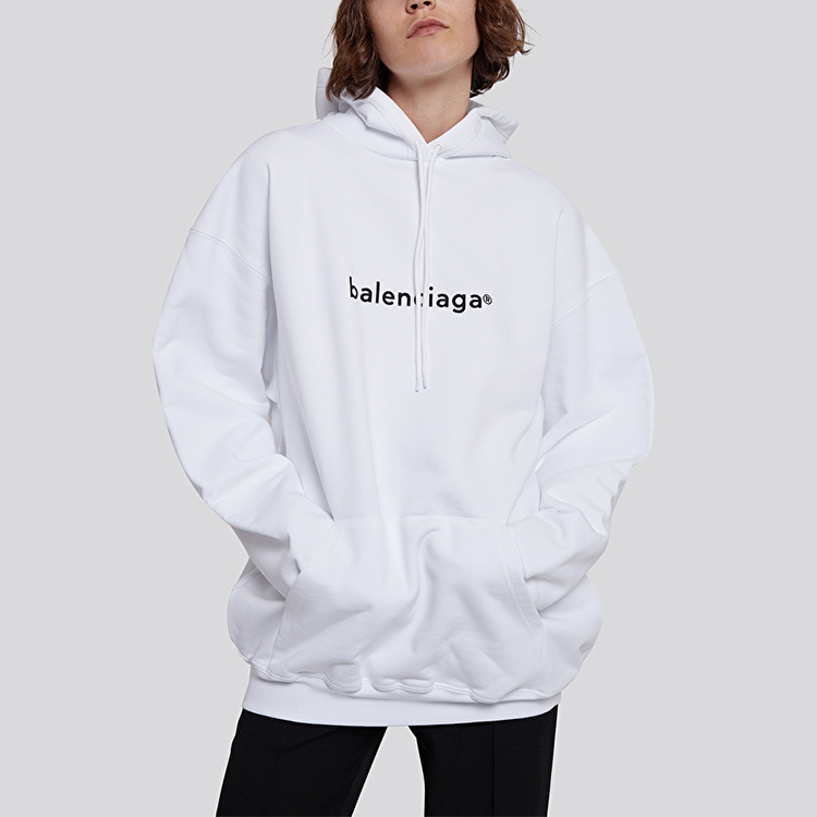 (Women) Balenciaga White Logo Drop Shoulder Hoodie 578135TIV559040 圖 5