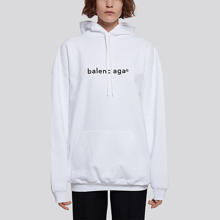 (Women) Balenciaga White Logo Drop Shoulder Hoodie 578135TIV559040 圖 6