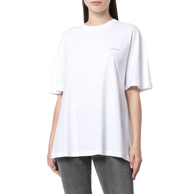(Women) Balenciaga White Logo Print Crew Neck T-Shirt 482204TYK289000 圖 3