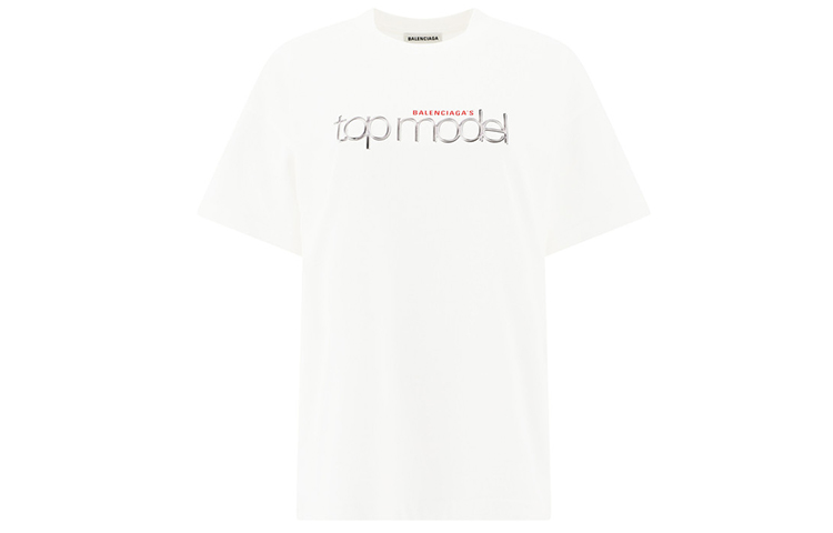 (Women) Balenciaga White Mirror Logo Print Oversized T-Shirt 612965TIV829000 圖 2