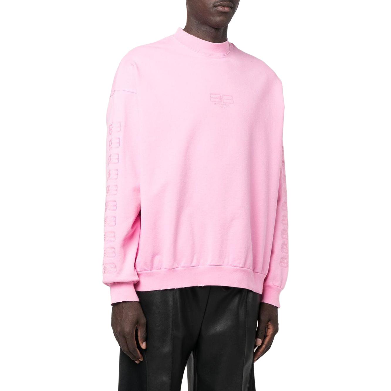 (Women) Balenciaga Womens Oversized Pink Letter Print Crewneck Pullover Sweatshirt 699242TMVG65700 圖 5