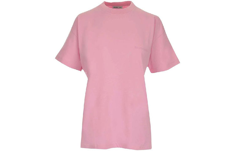 (Women) Balenciaga Womens Pink Logo Print Loose Fit T-Shirt. 612965TIVG55700 圖 2
