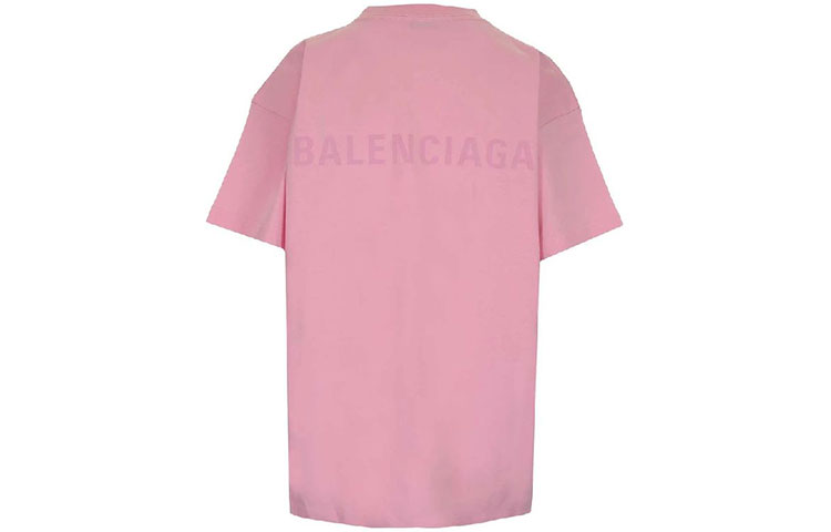 (Women) Balenciaga Womens Pink Logo Print Loose Fit T-Shirt. 612965TIVG55700 圖 3
