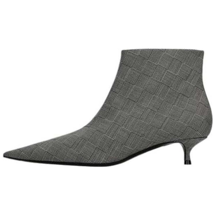 (Women) Balenciaga Wool Checked Knife Pointy Toe Boots 'Grey' 579218W1SR01214