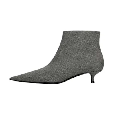 (W) Balenciaga Wool Checked Knife Pointy Toe Boots 'Grey'