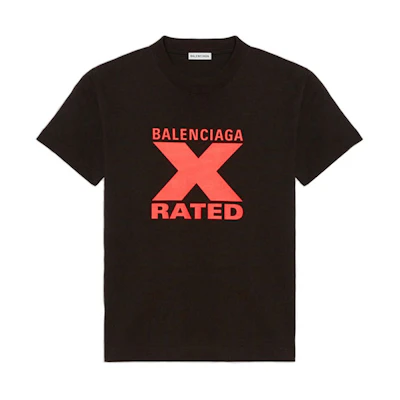 (Women) Balenciaga X-Rated Slim Fit T-Shirt Black 612964TIVA71076