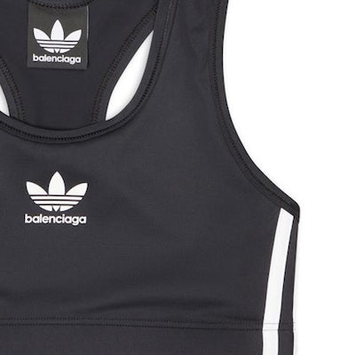 (Women) Balenciaga x Adidas Black Logo Stripe Slim Sports Bra FW22. 7243044A8B51077 Purchase (Women) Balenciaga x Adidas Black Logo Stripe Slim Sports Bra FW22. 7243044A8B51077