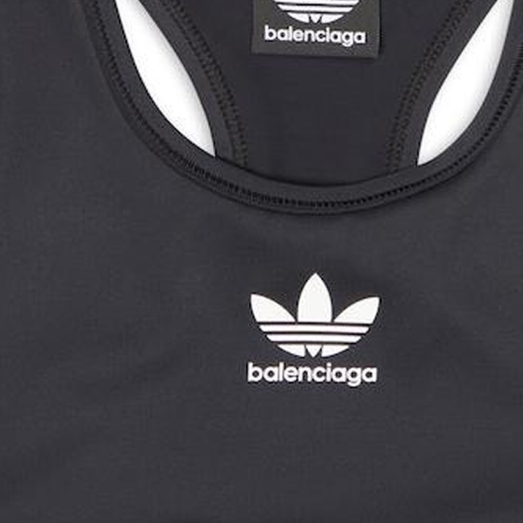 Details for (W) Balenciaga x Adidas Sujetador Deportivo Slim Negro con Rayas Logo FW22. 7243044A8B51077