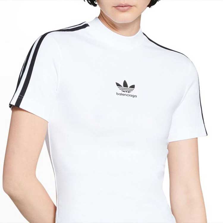 Sizing (Women) Balenciaga x Adidas  Logo Graphic Slim Fit White T-Shirt. 723782TNVP21156
