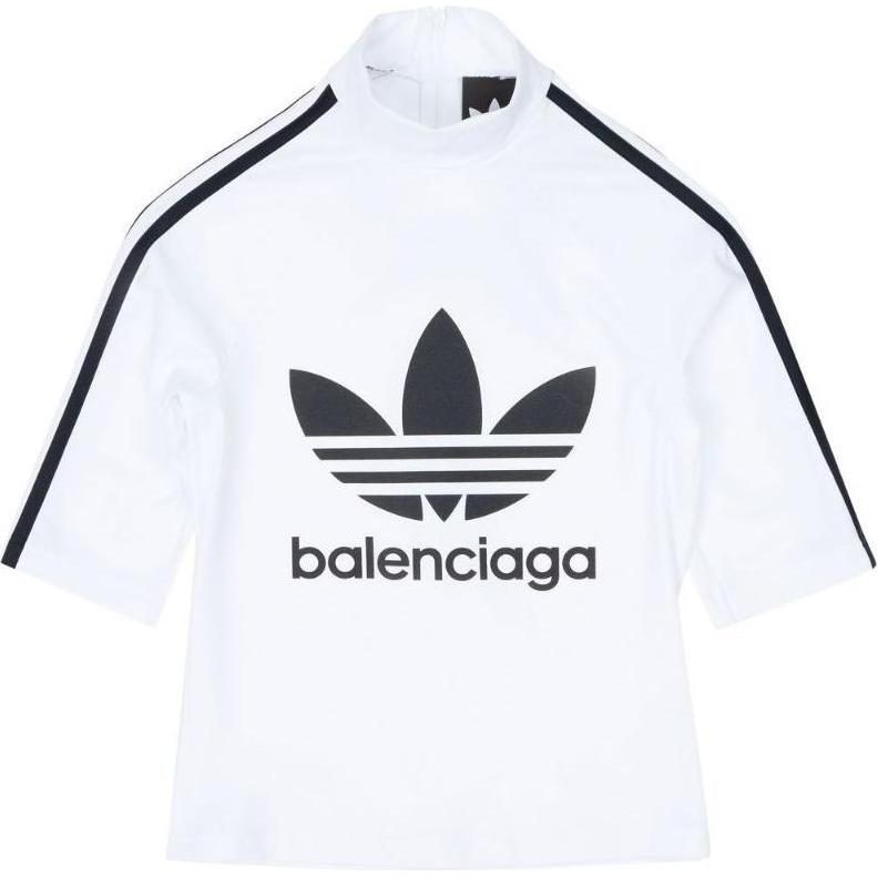 (Women) Balenciaga Adidas FW22  Slim Fit Matte Print T-Shirt White. 725069TYK079000