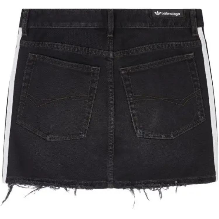 Lookbook (Women) Balenciaga x Adidas Originals  Black Logo Stripe Mini Skirt. 724846TNW541129
