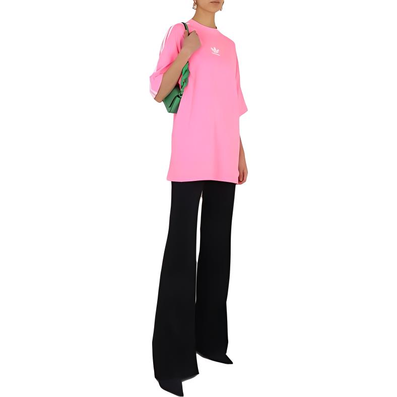 (Women) Balenciaga Adidas Originals SS23 Striped Logo Crewneck Pink T-Shirt Women. 723955TNVU45280 圖 4