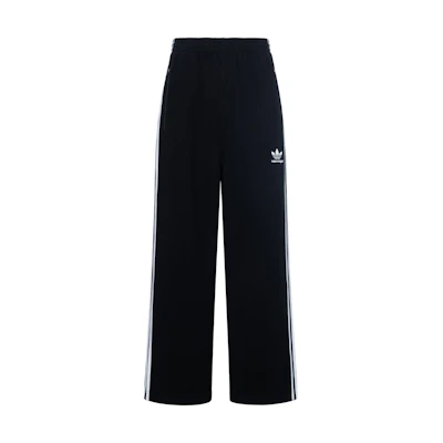 (Women) Balenciaga adidas SS23 Black Knit Track Pants with Logo & Striped Trim. 723817TNVN28482