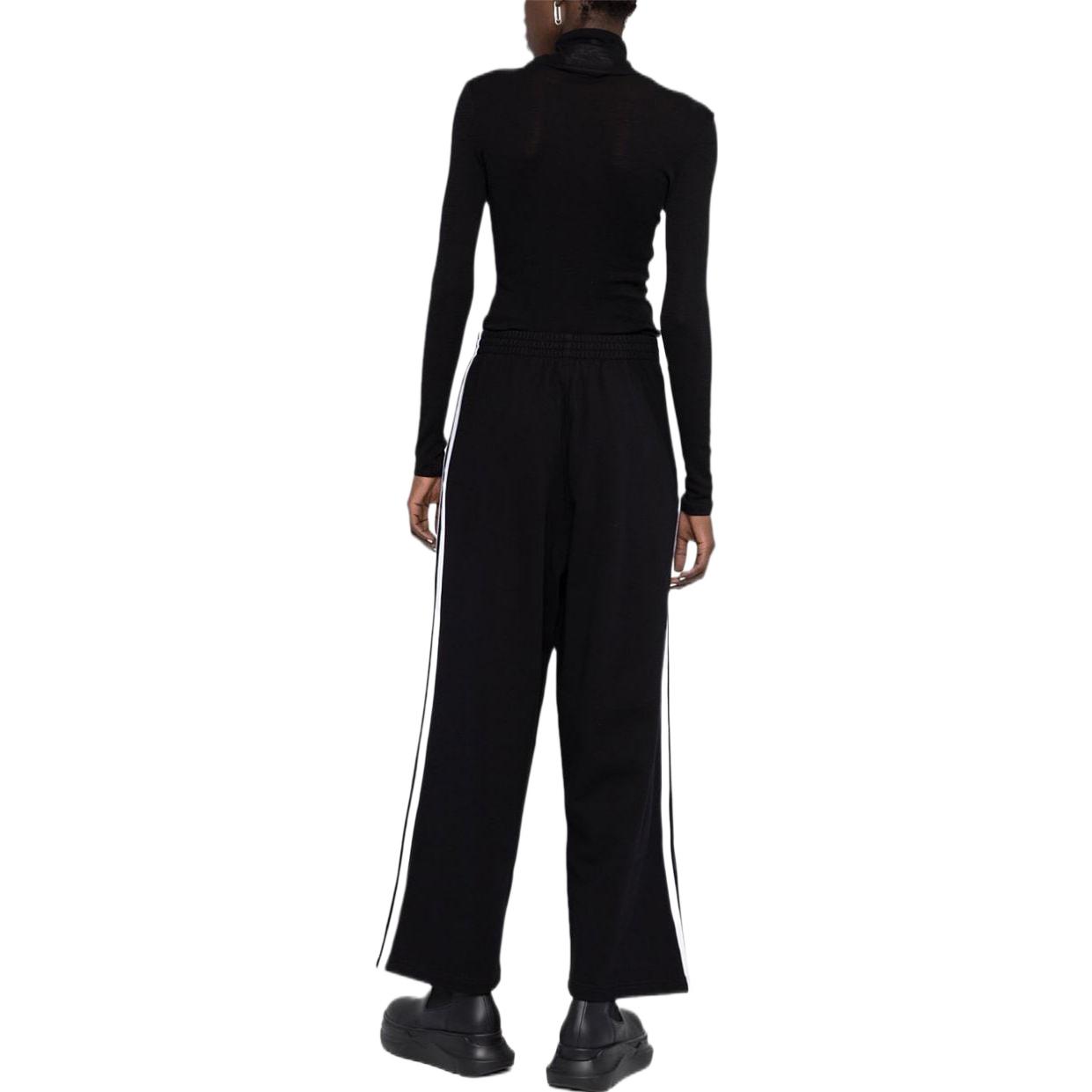 Shop (W) Balenciaga x adidas SS23 黑色運動標誌條紋針織長褲。 723817TNVN28482