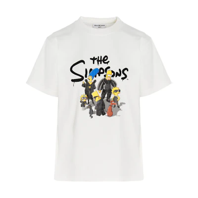 (Women) Balenciaga The Simpsons Cartoon Print Crewneck T-Shirt White SS22 Tee 670943TLVG70901